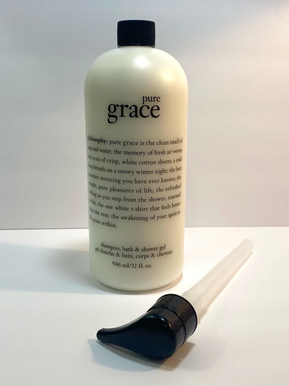 New Sealed Philosophy Pure Grace Jumbo 32 oz Shampoo Bath & Shower Gel + Pump